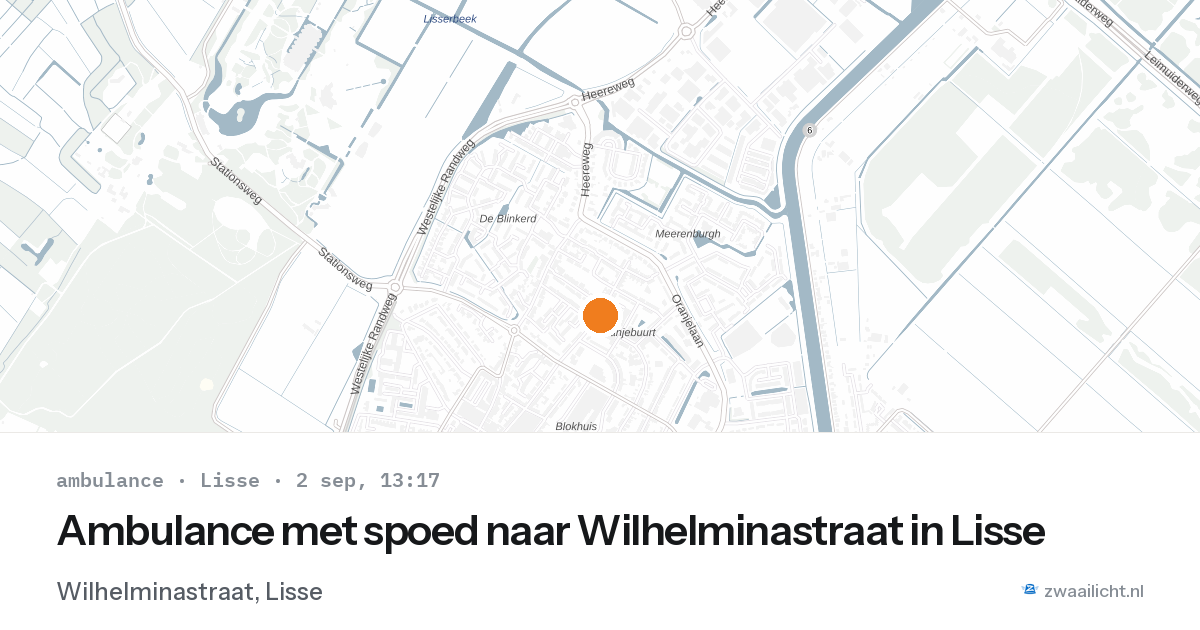 Ambulance met spoed naar Wilhelminastraat in Lisse — 2 sep 2026