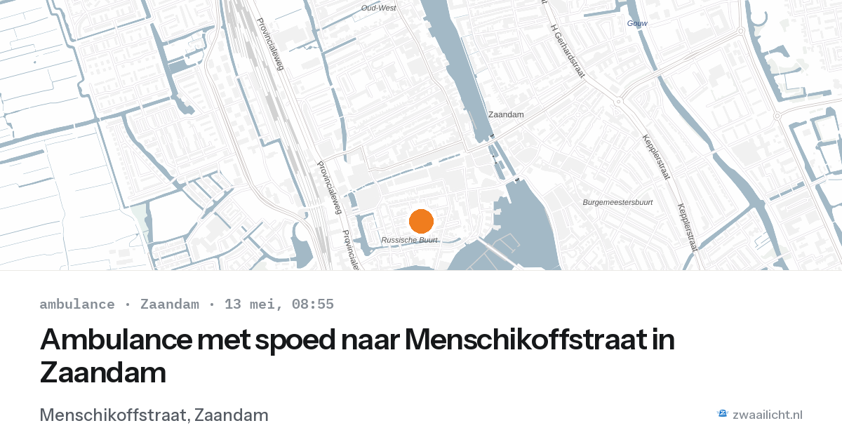 Ambulance met spoed naar Menschikoffstraat in Zaandam — 13 mei 2026