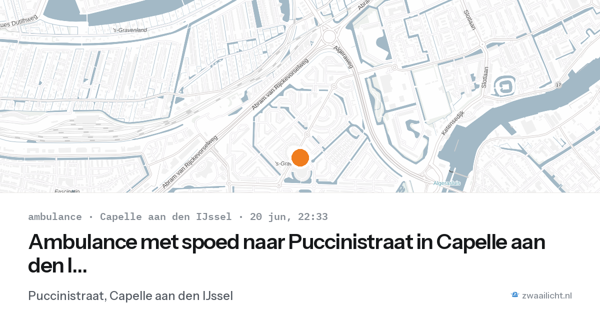 Ambulance met spoed naar Puccinistraat in Capelle aan den IJssel — 20 jun 2026