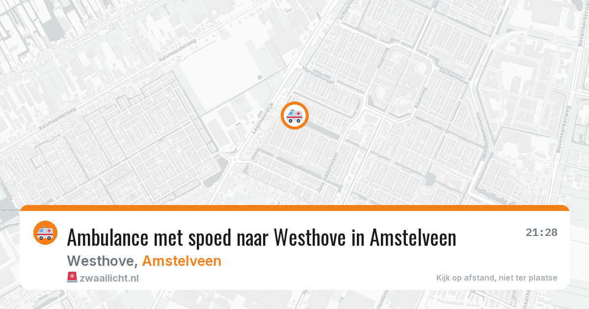 Ambulance met spoed naar Westhove in Amstelveen — 10 aug 2026