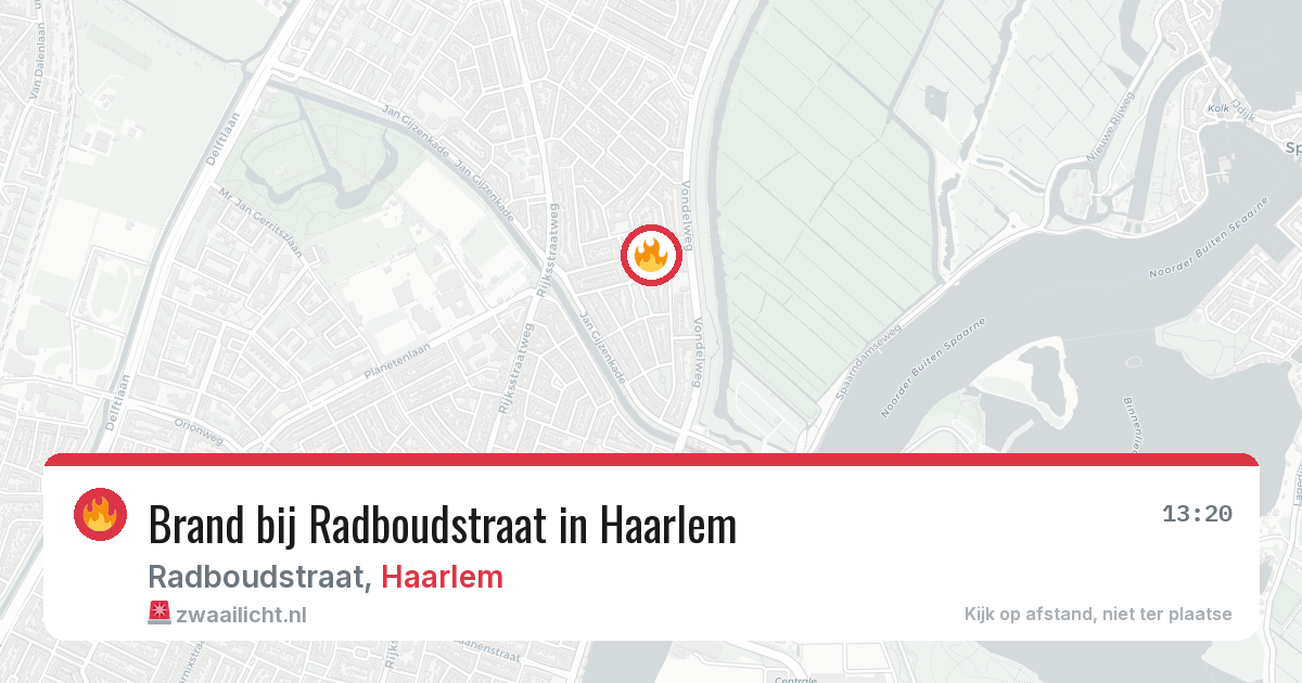Brand bij Radboudstraat in Haarlem — 13 aug 2026