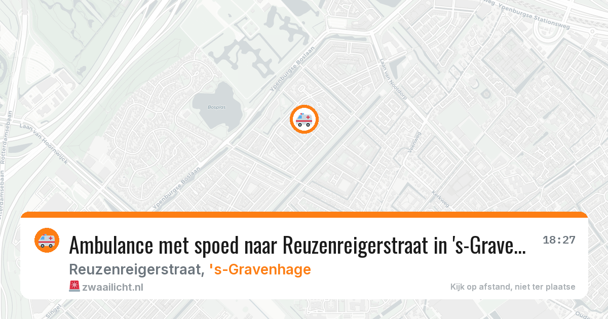 Ambulance met spoed naar Reuzenreigerstraat in 's-Gravenhage — 3 aug 2026