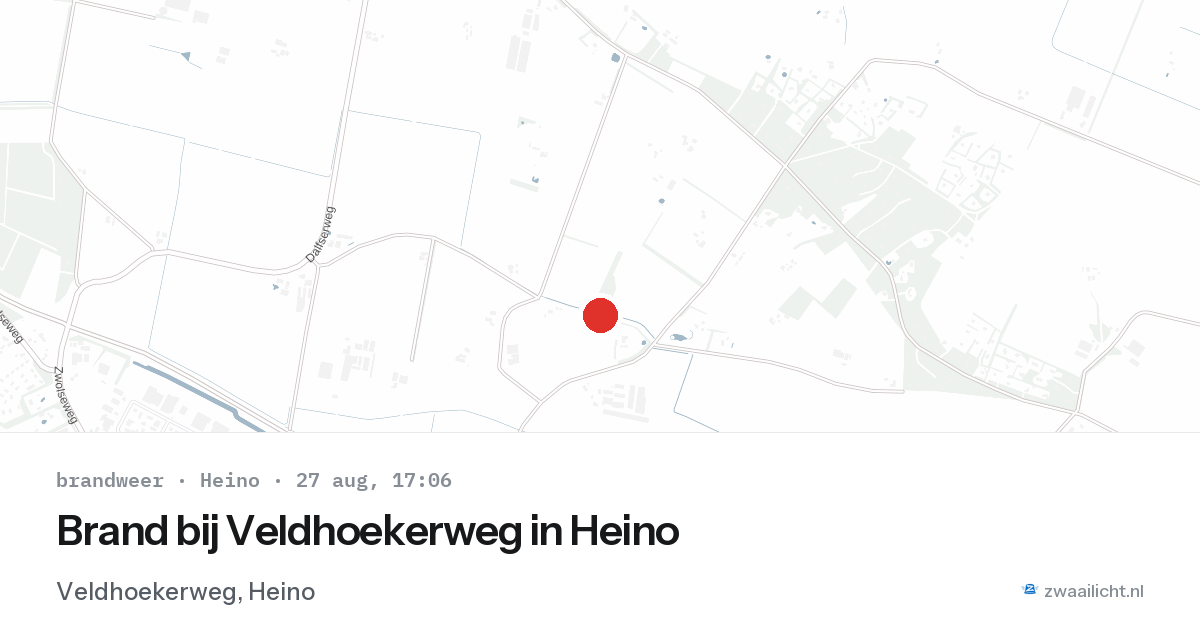 Brand bij Veldhoekerweg in Heino — 27 aug 2026