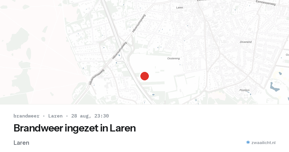 Brandweer ingezet in Laren — 28 aug 2026 | 🚨 Zwaailicht.nl