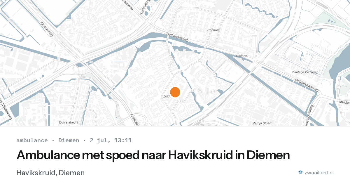 Ambulance met spoed naar Havikskruid in Diemen — 2 jul 2026