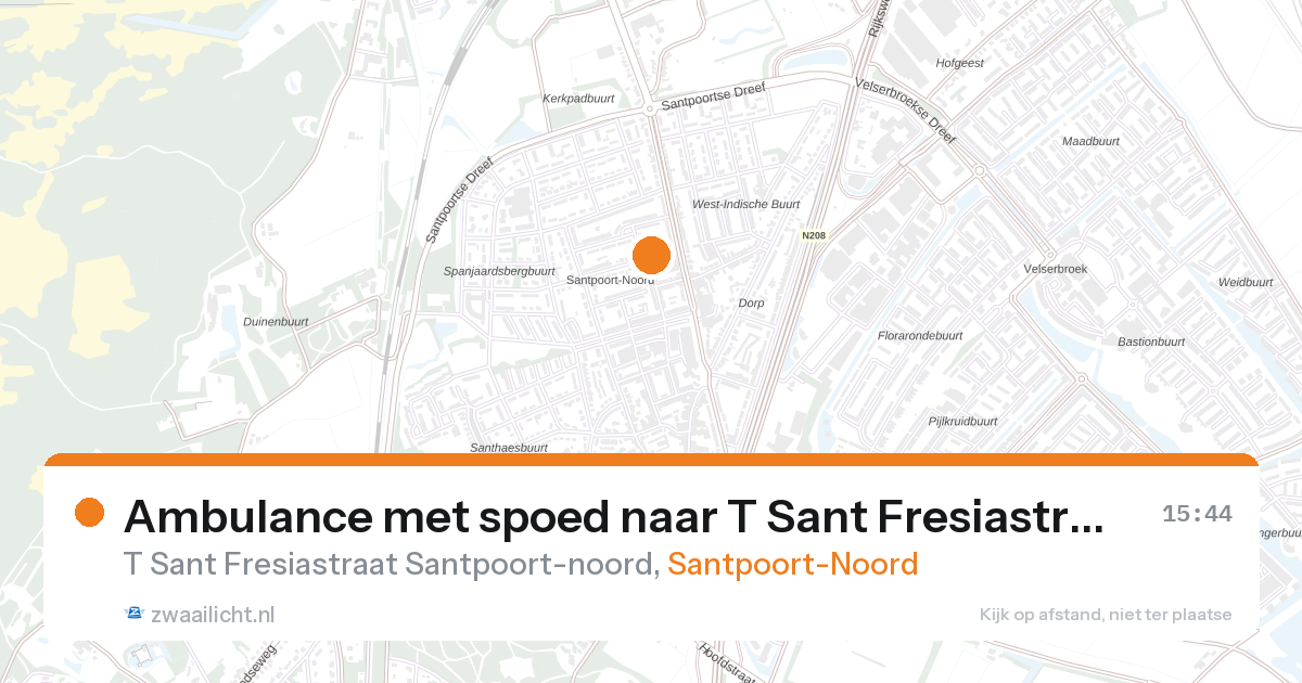 Ambulance met spoed naar T Sant Fresiastraat Santpoort-noord in Santpoort-Noord — 27 aug 2026