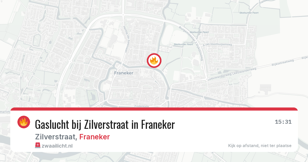 Gaslucht bij Zilverstraat in Franeker — 8 jun 2026