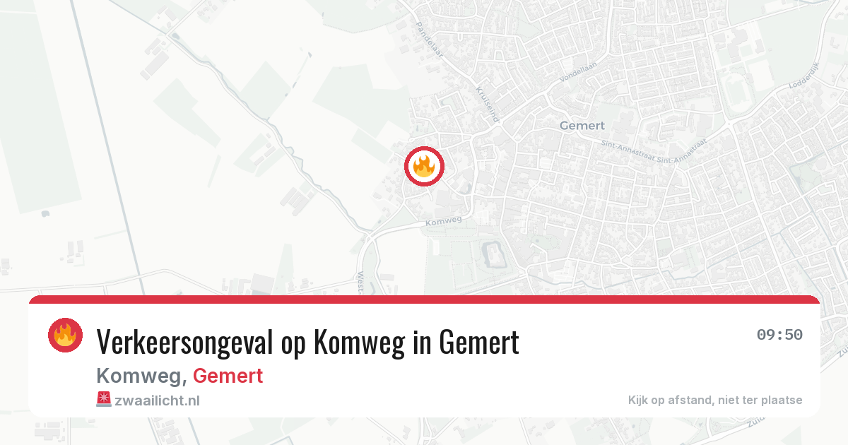 Verkeersongeval op Komweg in Gemert — 30 mei 2026