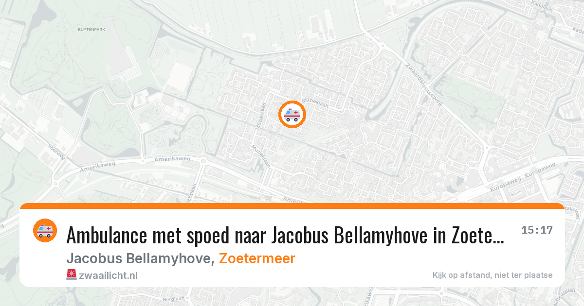 Ambulance met spoed naar Jacobus Bellamyhove in Zoetermeer — 15 mrt 2026