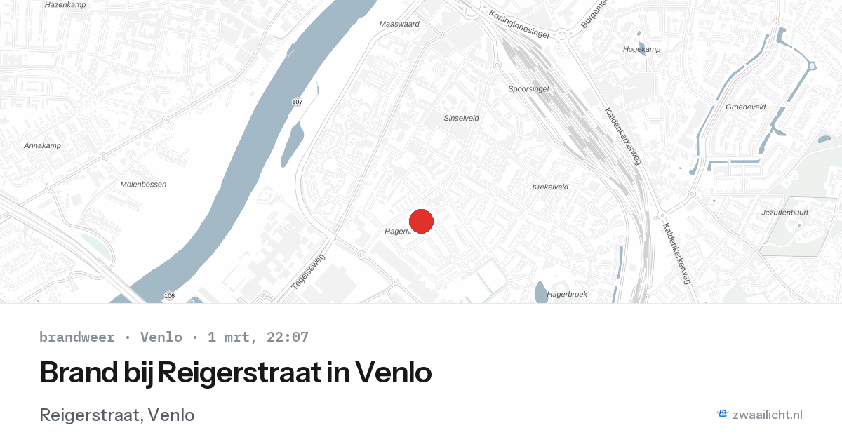 Brand bij Reigerstraat in Venlo — 1 mrt 2026