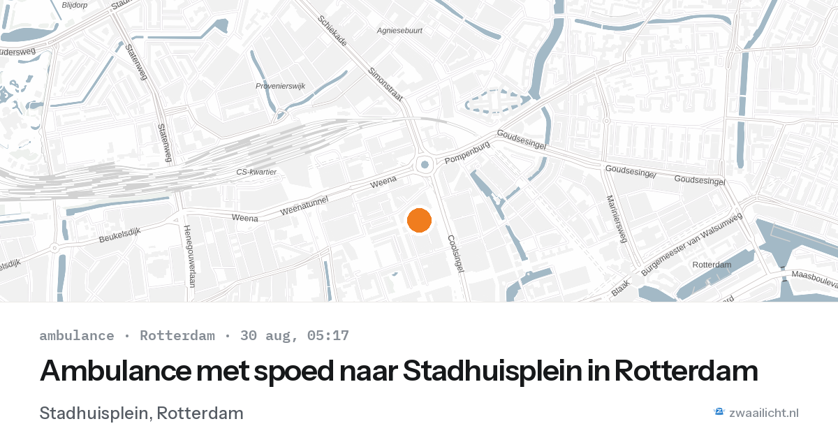 Ambulance met spoed naar Stadhuisplein in Rotterdam — 30 aug 2026