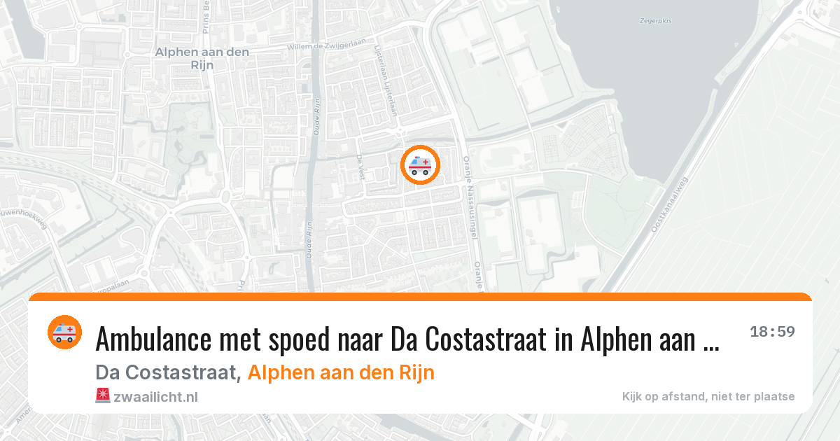 Ambulance met spoed naar Da Costastraat in Alphen aan den Rijn — 9 aug 2026