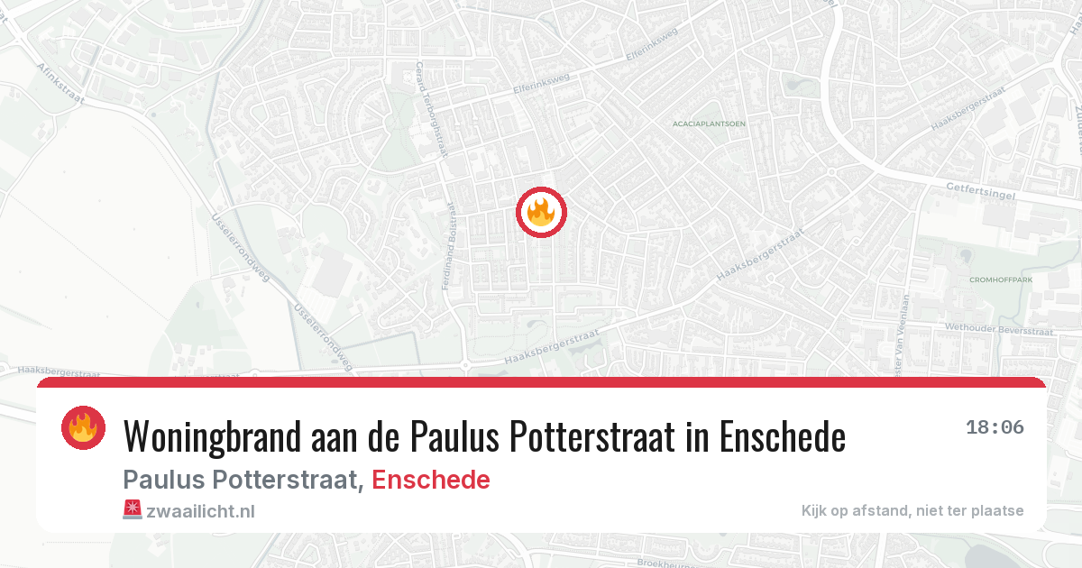 Woningbrand aan de Paulus Potterstraat in Enschede — 30 jun 2026