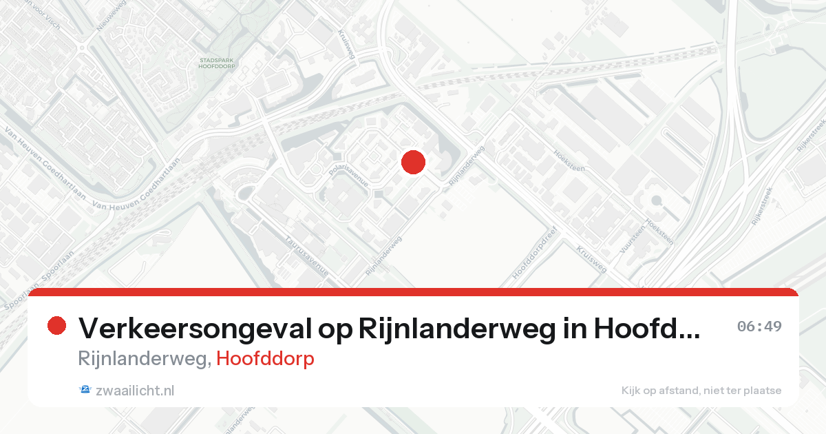Verkeersongeval op Rijnlanderweg in Hoofddorp — 20 aug 2026