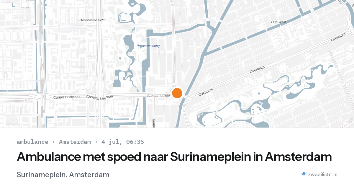 Ambulance met spoed naar Surinameplein in Amsterdam — 4 jul 2026