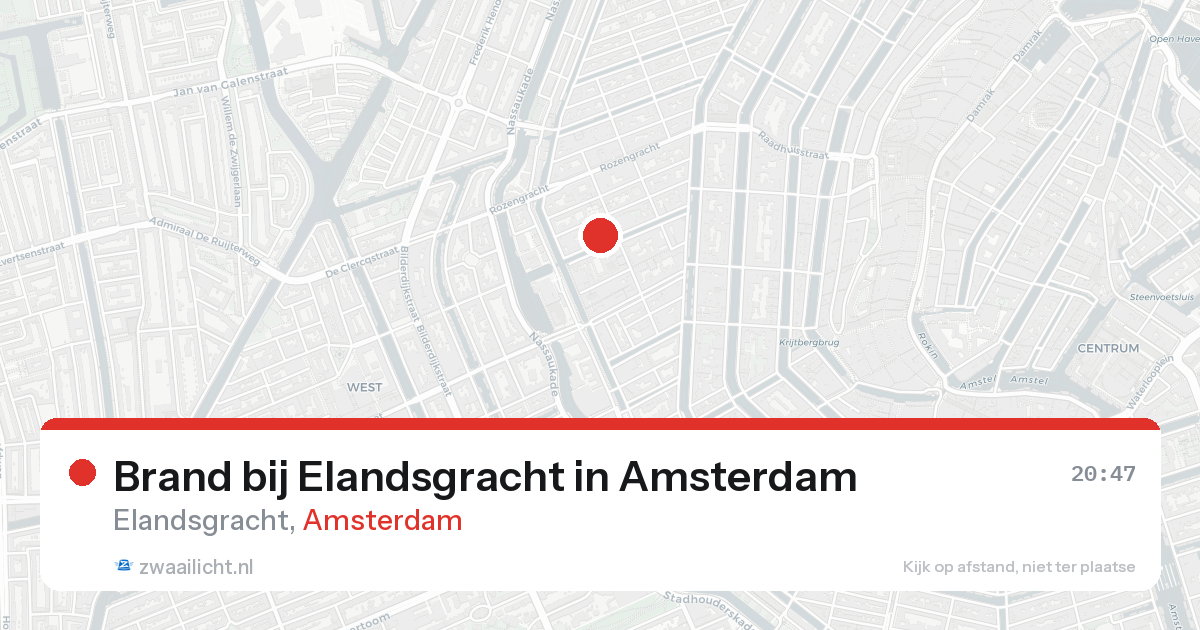 Brand bij Elandsgracht in Amsterdam — 16 aug 2026