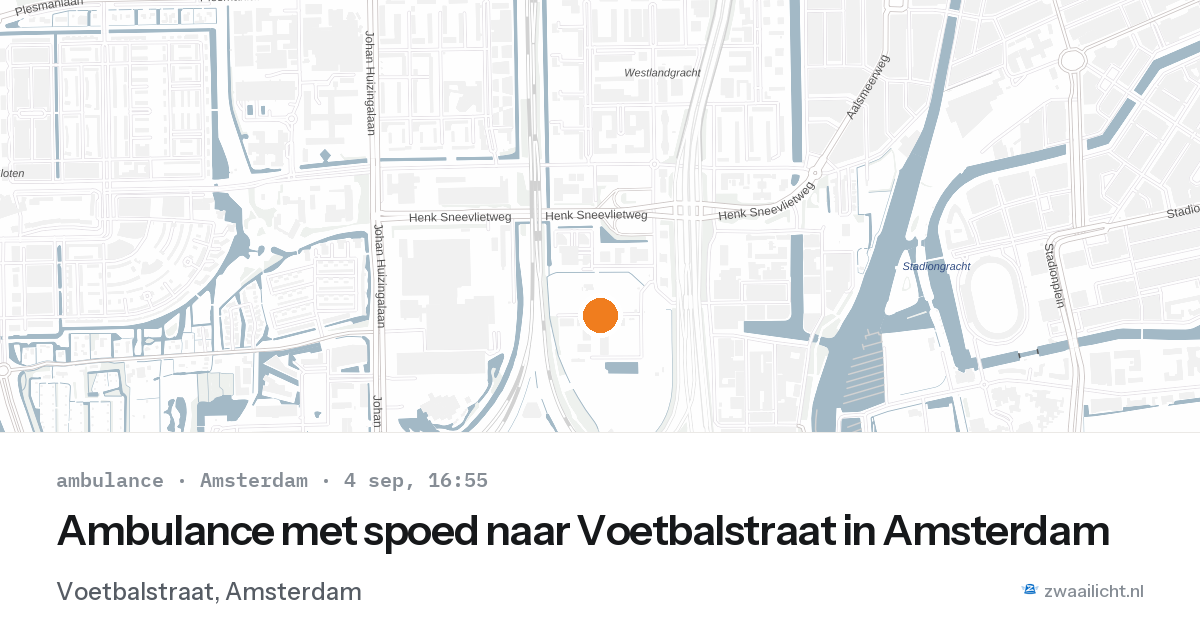Ambulance met spoed naar Voetbalstraat in Amsterdam — 4 sep 2026