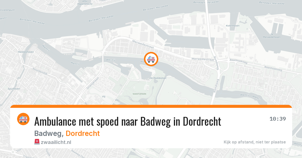 Ambulance met spoed naar Badweg in Dordrecht — 17 mei 2026