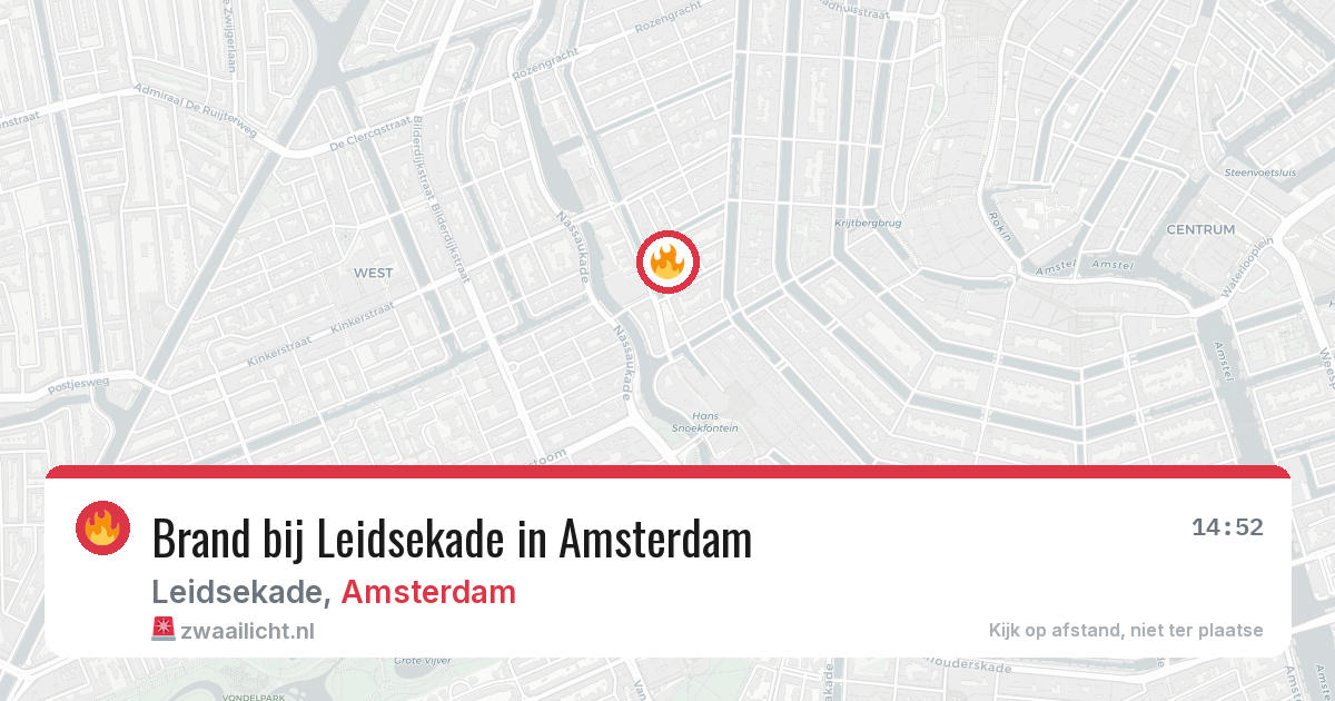 Brand bij Leidsekade in Amsterdam — 6 jul 2026