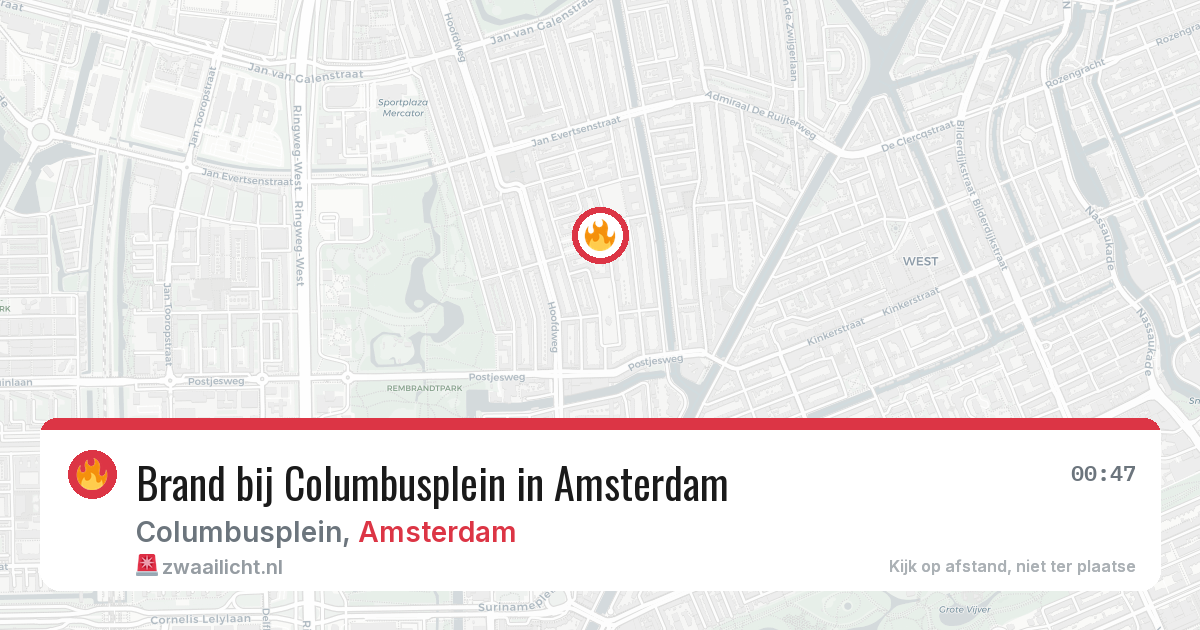 Brand bij Columbusplein in Amsterdam — 18 mei 2026