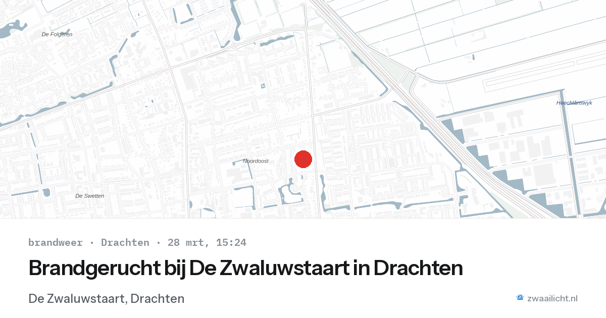 Brandgerucht bij De Zwaluwstaart in Drachten — 6 feb 2026
