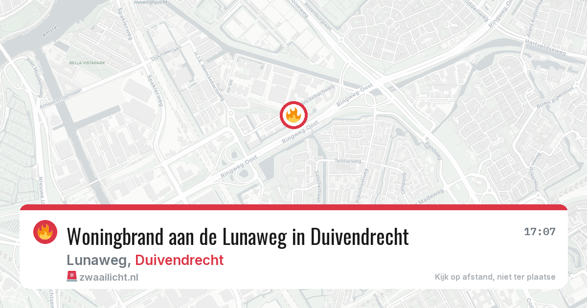Woningbrand aan de Lunaweg in Duivendrecht — 25 jun 2026