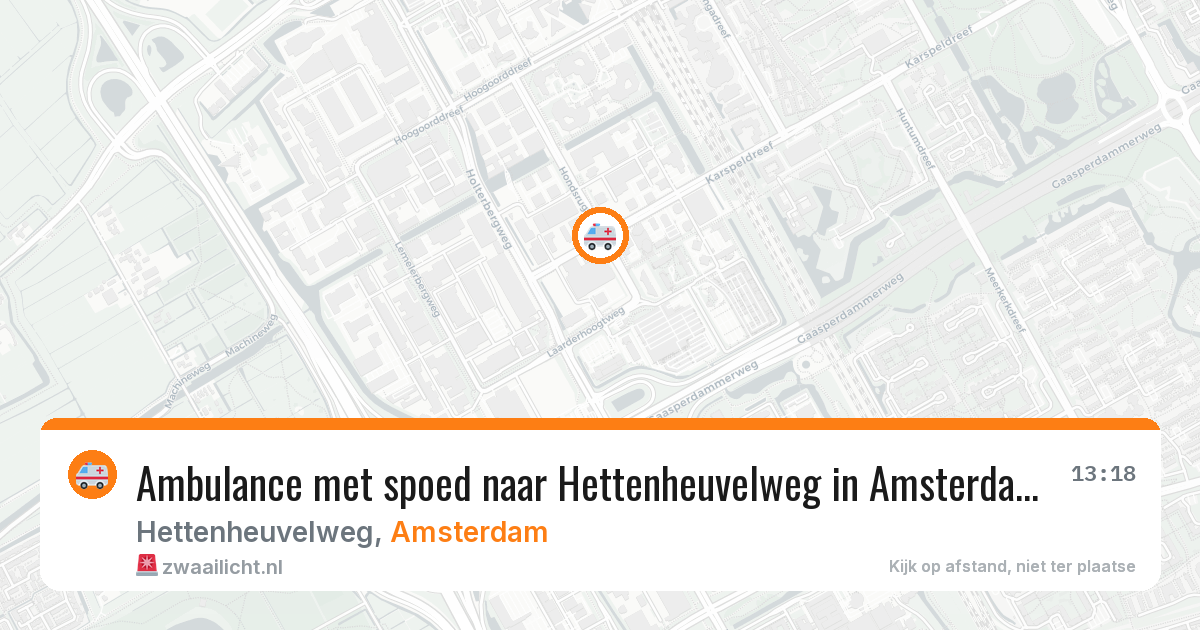 Ambulance met spoed naar Hettenheuvelweg in Amsterdam — 8 jul 2026