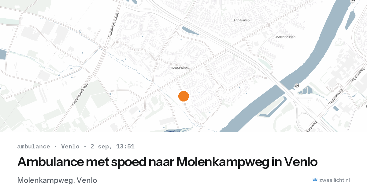 Ambulance met spoed naar Molenkampweg in Venlo — 2 sep 2026