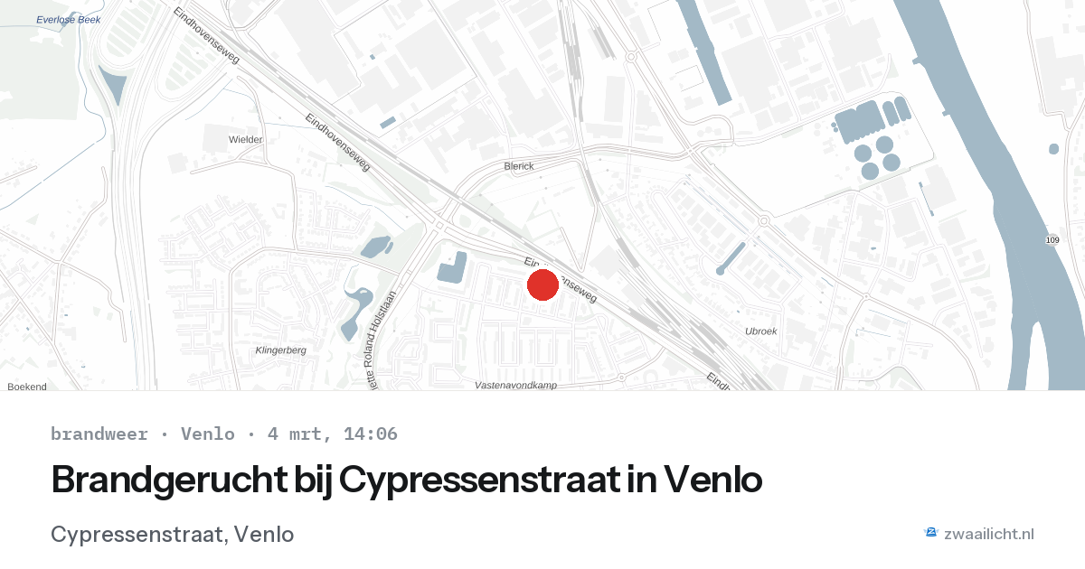 Brandgerucht bij Cypressenstraat in Venlo — 4 mrt 2026