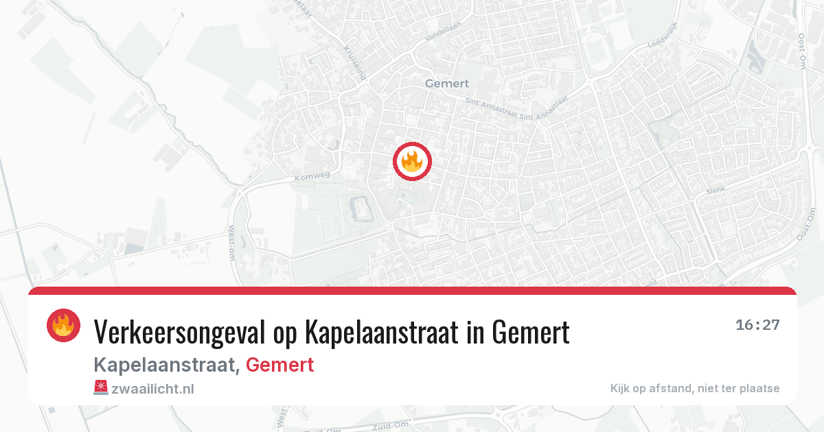 Verkeersongeval op Kapelaanstraat in Gemert — 14 mrt 2026