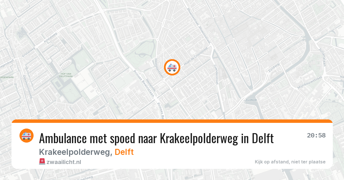 Ambulance met spoed naar Krakeelpolderweg in Delft — 6 aug 2026