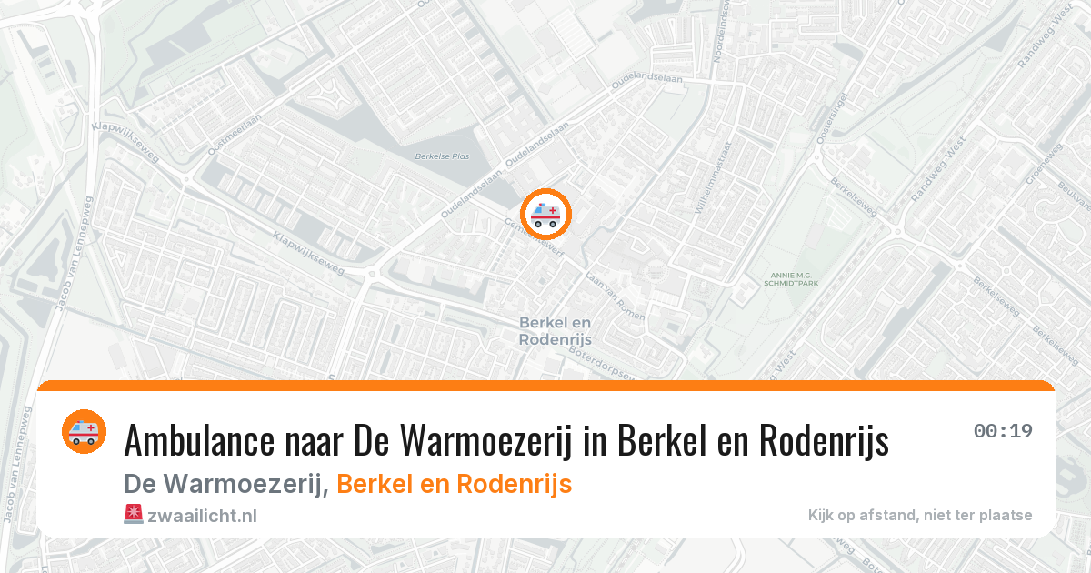 Ambulance naar De Warmoezerij in Berkel en Rodenrijs — 10 aug 2026
