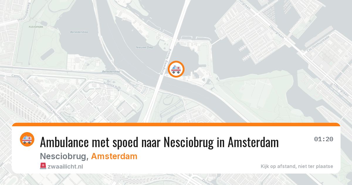 Ambulance met spoed naar Nesciobrug in Amsterdam — 26 jul 2026