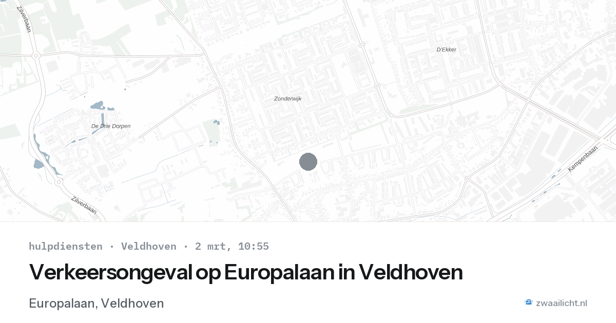 Verkeersongeval op Europalaan in Veldhoven — 2 mrt 2026