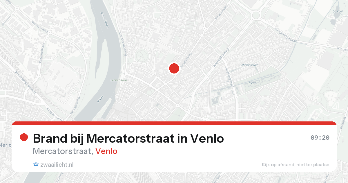 Brand bij Mercatorstraat in Venlo — 15 aug 2026