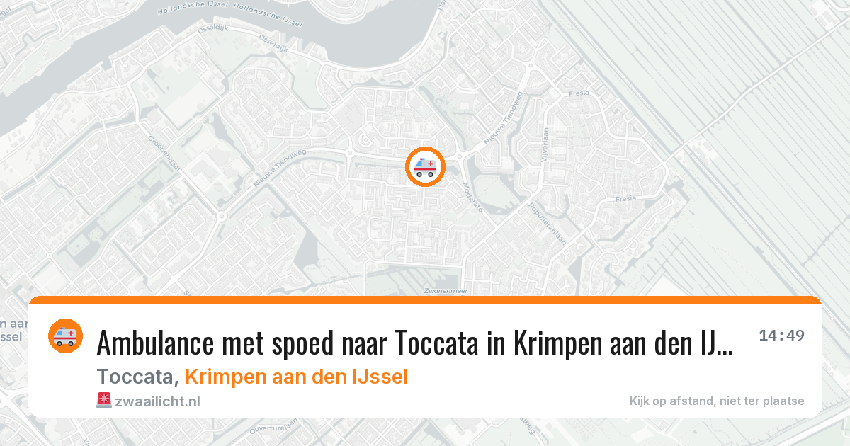 Ambulance met spoed naar Toccata in Krimpen aan den IJssel — 27 jul 2026