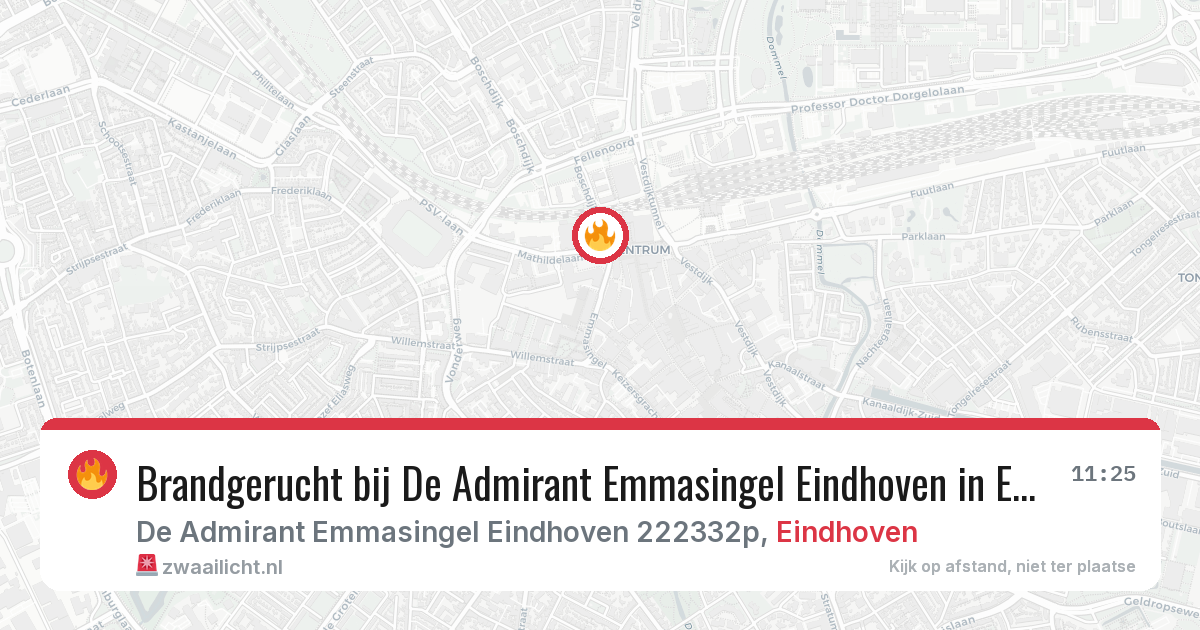 Brandgerucht bij De Admirant Emmasingel Eindhoven in Eindhoven — 25 apr 2026