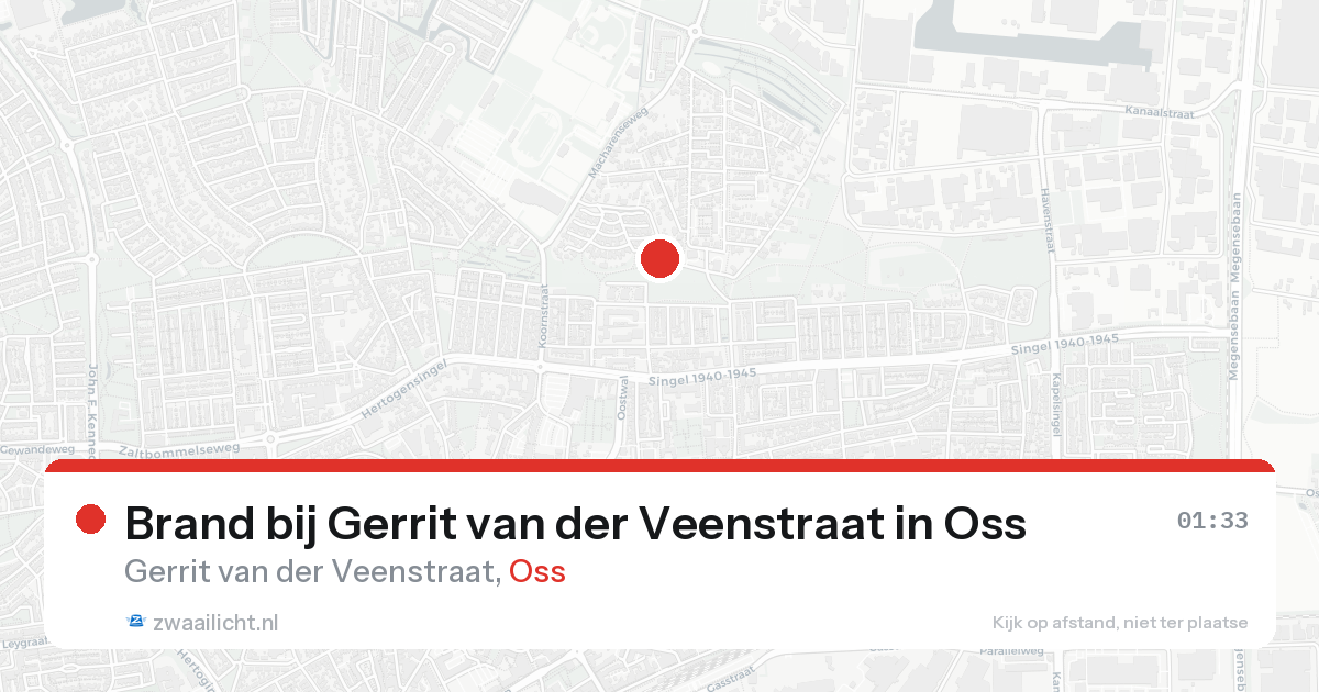 Brand bij Gerrit van der Veenstraat in Oss — 22 aug 2026