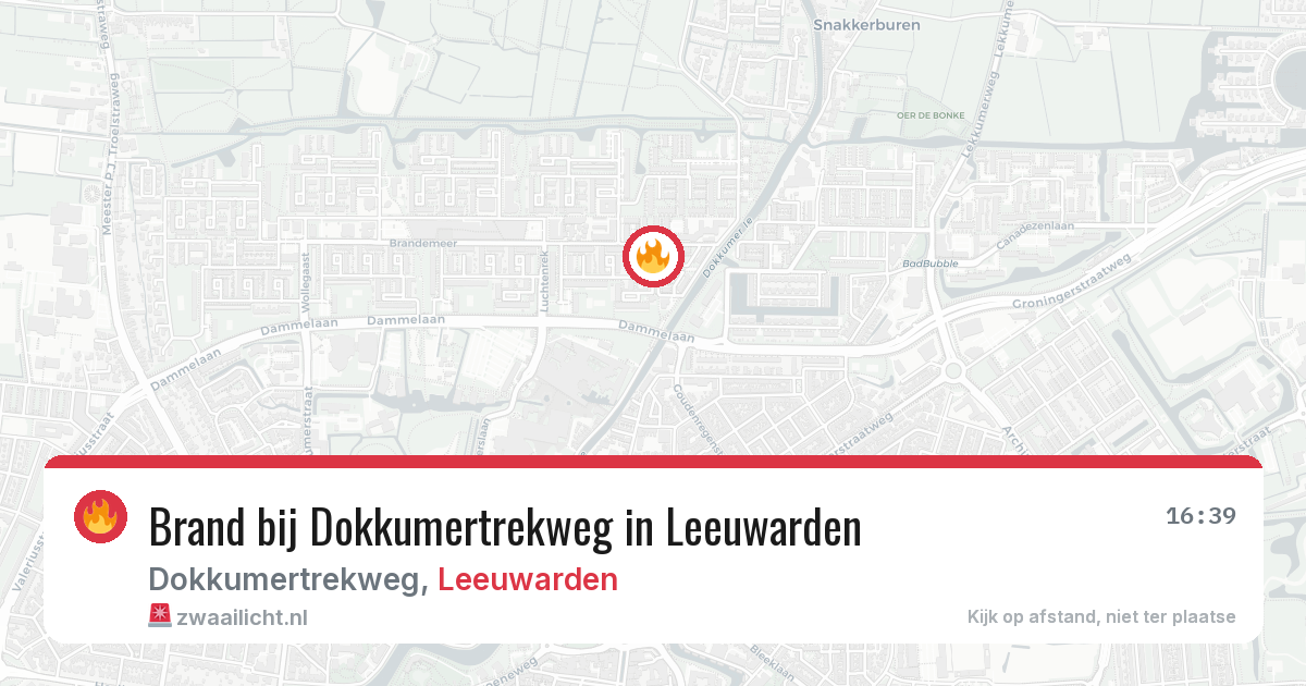 Brand bij Dokkumertrekweg in Leeuwarden — 9 mei 2026