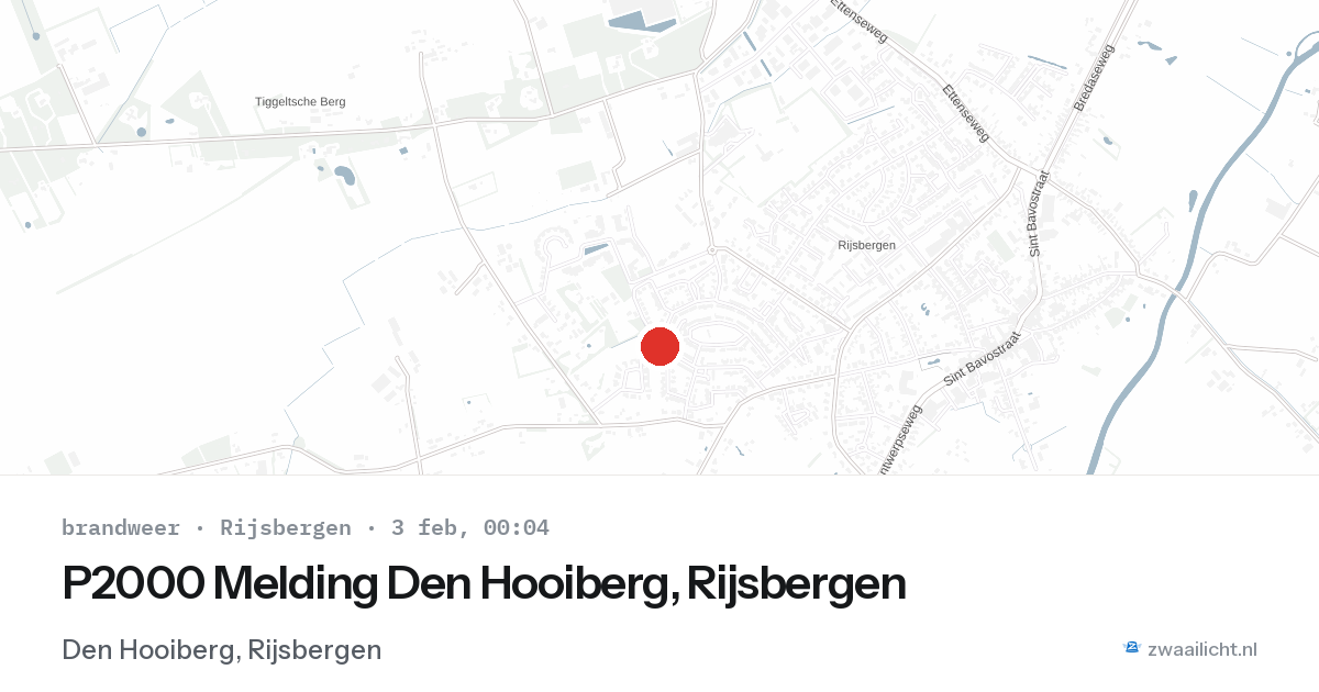 P2000 Melding Den Hooiberg, Rijsbergen — 2 feb 2026