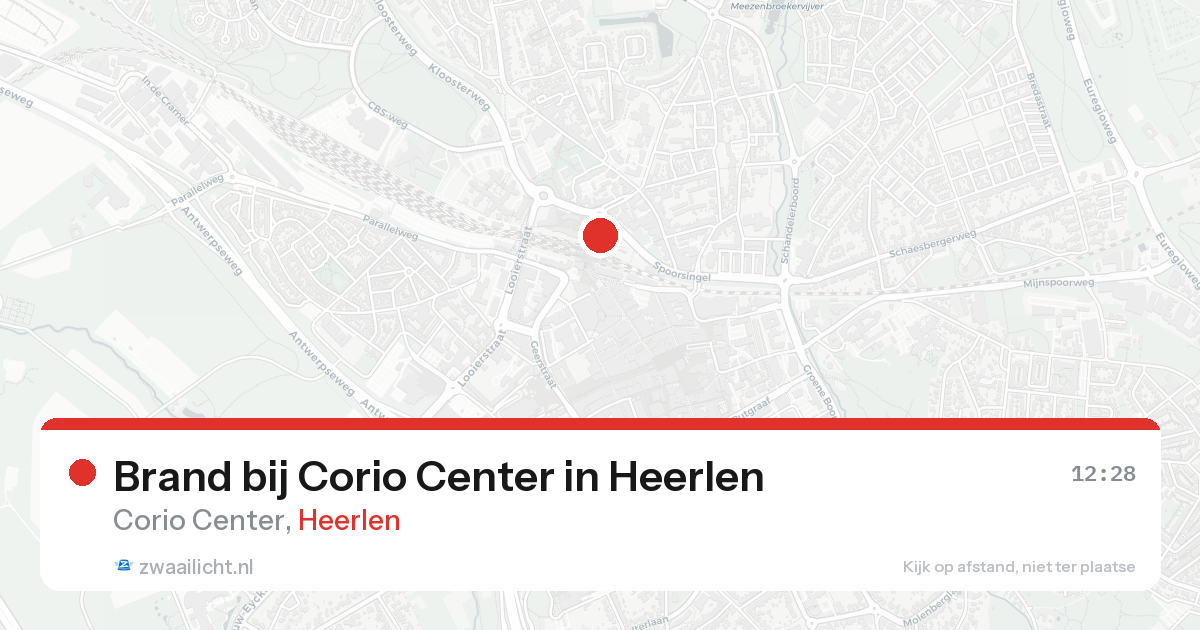 Brand bij Corio Center in Heerlen — 18 aug 2026
