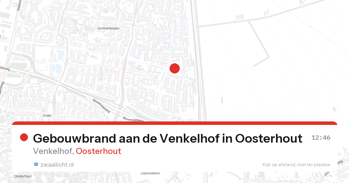 Gebouwbrand aan de Venkelhof in Oosterhout — 12 mrt 2026