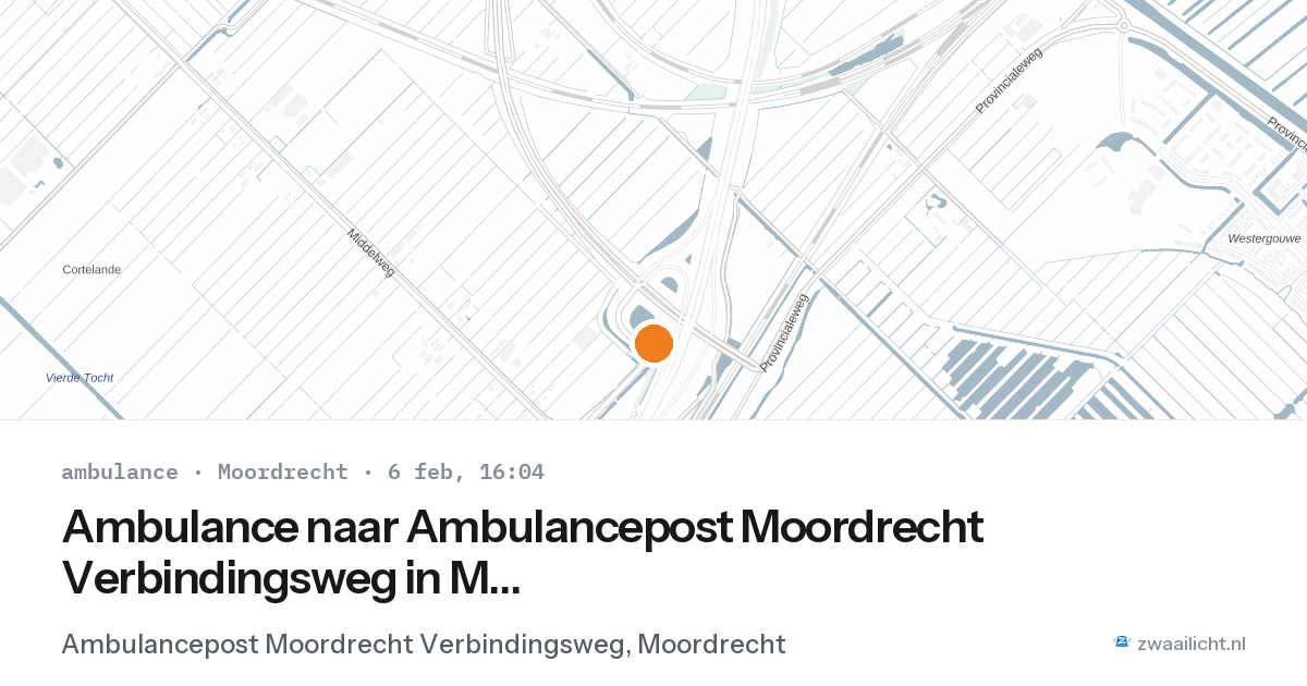 Ambulance naar Ambulancepost Moordrecht Verbindingsweg in Moordrecht — 6 feb 2026