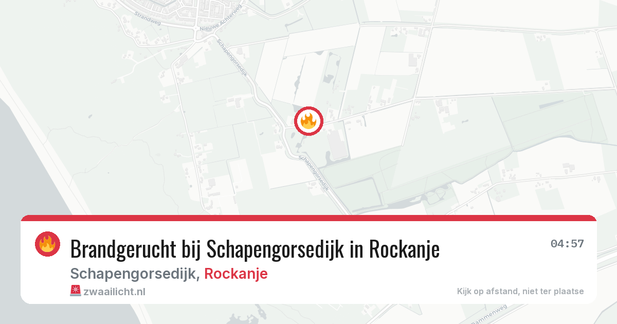 Brandgerucht bij Schapengorsedijk in Rockanje — 14 aug 2026