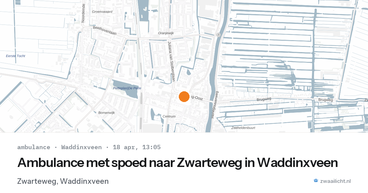 Ambulance met spoed naar Zwarteweg in Waddinxveen — 18 apr 2026