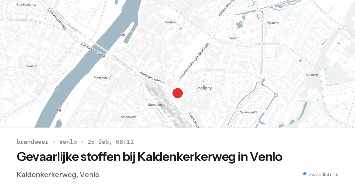 Gevaarlijke stoffen bij Kaldenkerkerweg in Venlo — 25 feb 2026