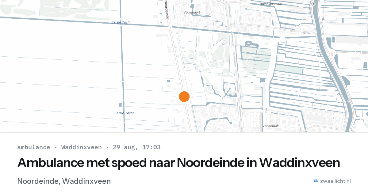 Ambulance met spoed naar Noordeinde in Waddinxveen — 29 aug 2026