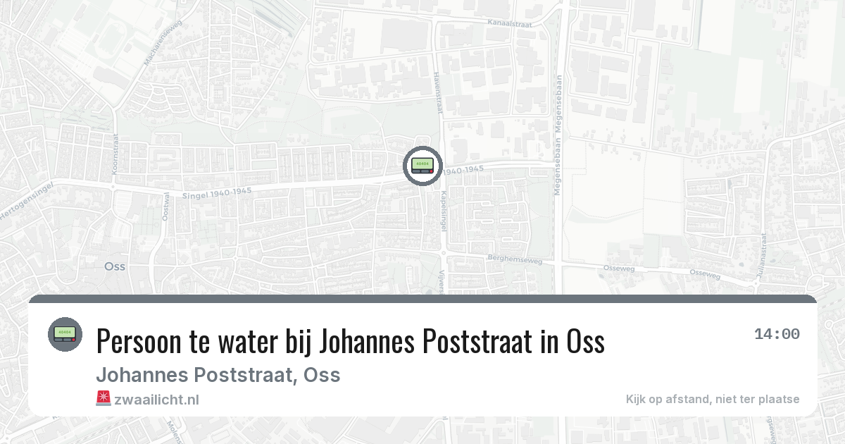 Persoon te water bij Johannes Poststraat in Oss — 23 jun 2026
