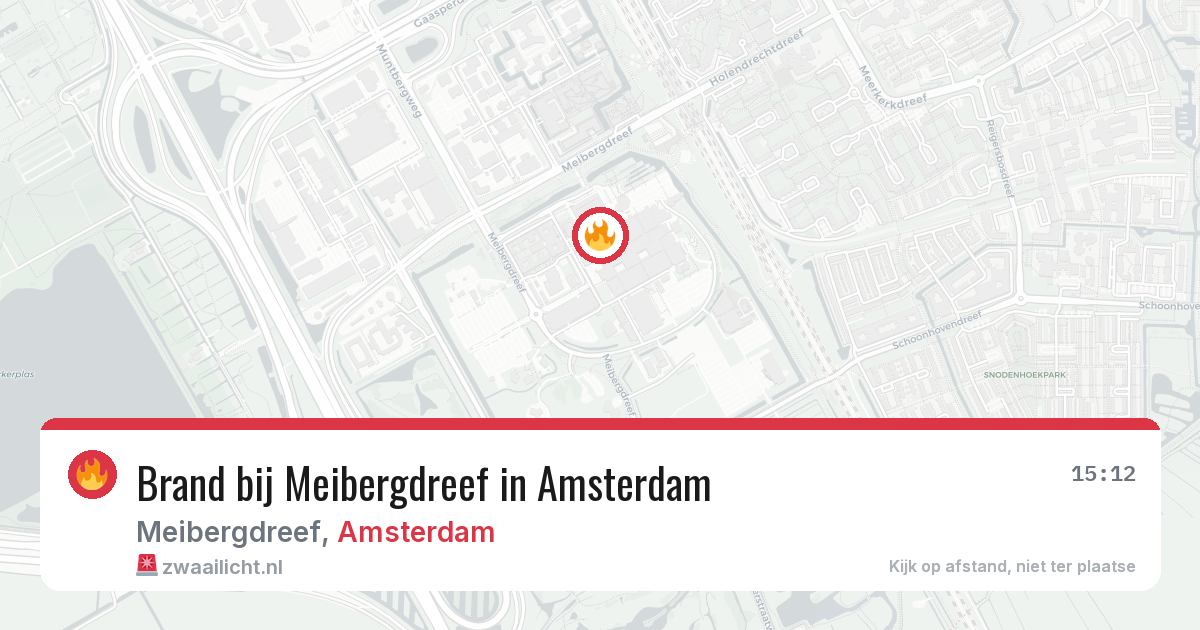 Brand bij Meibergdreef in Amsterdam — 9 aug 2026