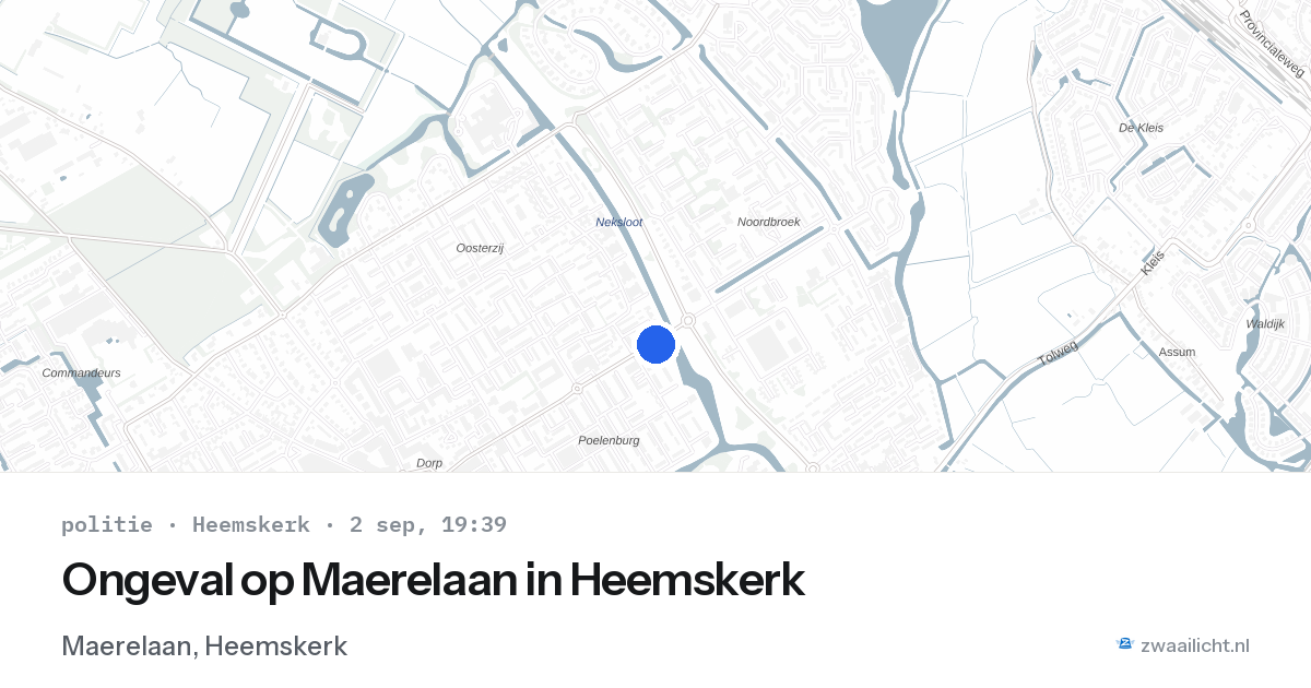 Ongeval op Maerelaan in Heemskerk — 2 sep 2026